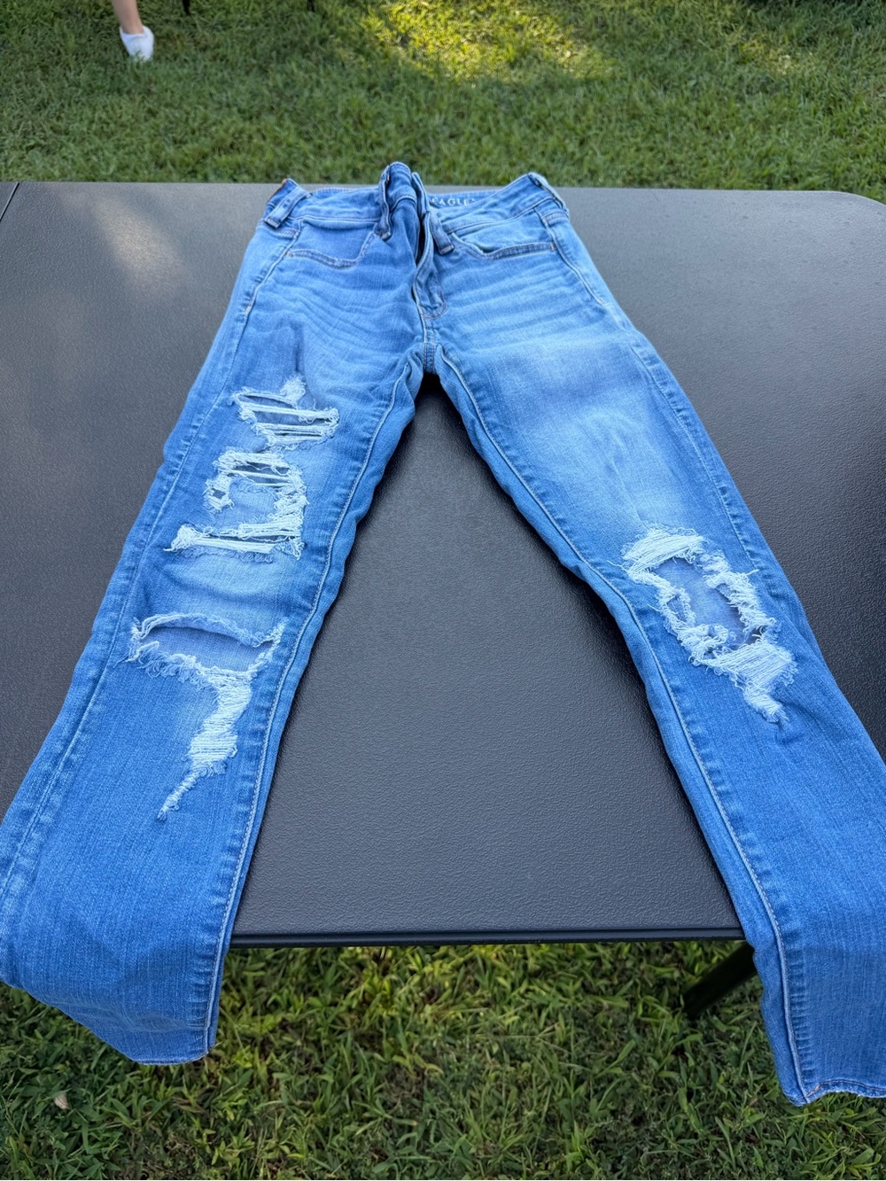 American Eagle Outfitters Light Blue Ripped Skinny Jeans